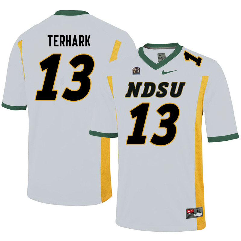 Men #13 Tyler Terhark North Dakota State Bison College Football Jerseys Sale-White - Click Image to Close